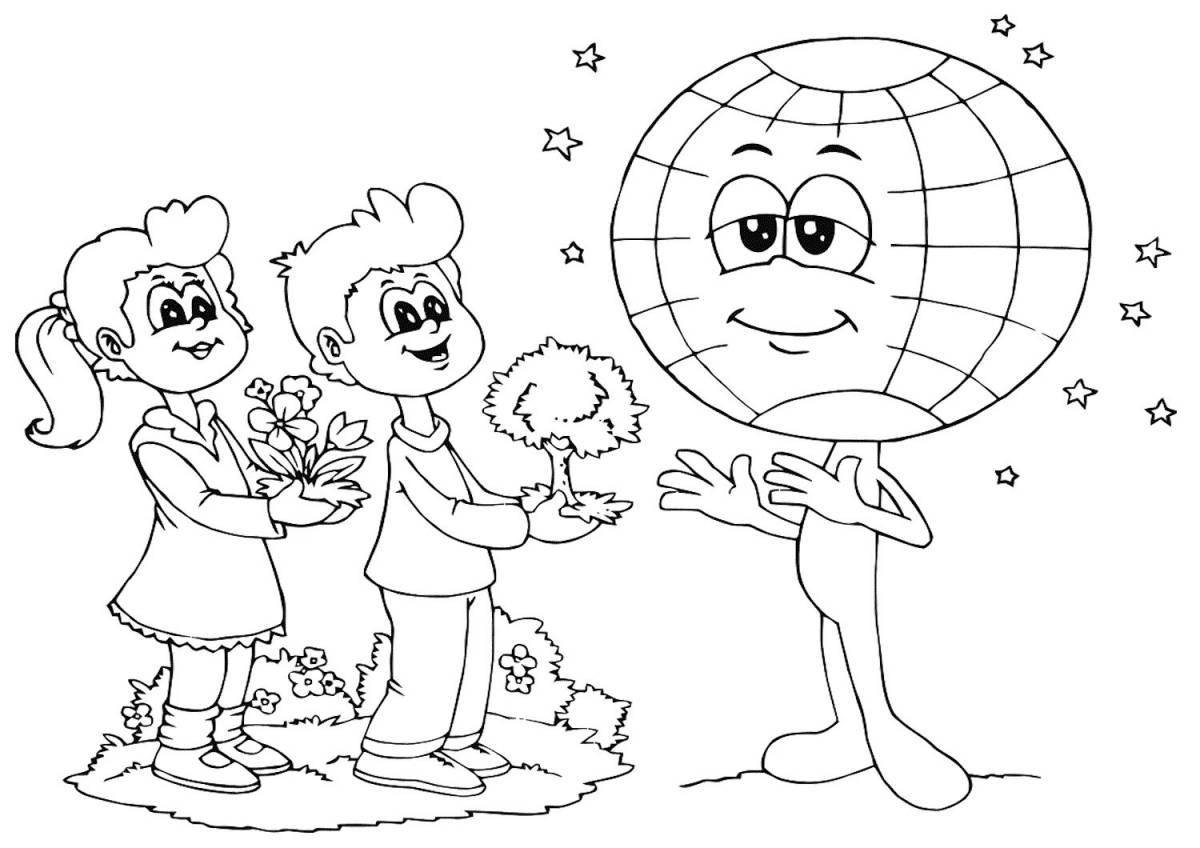 Interesting eco coloring book for kids