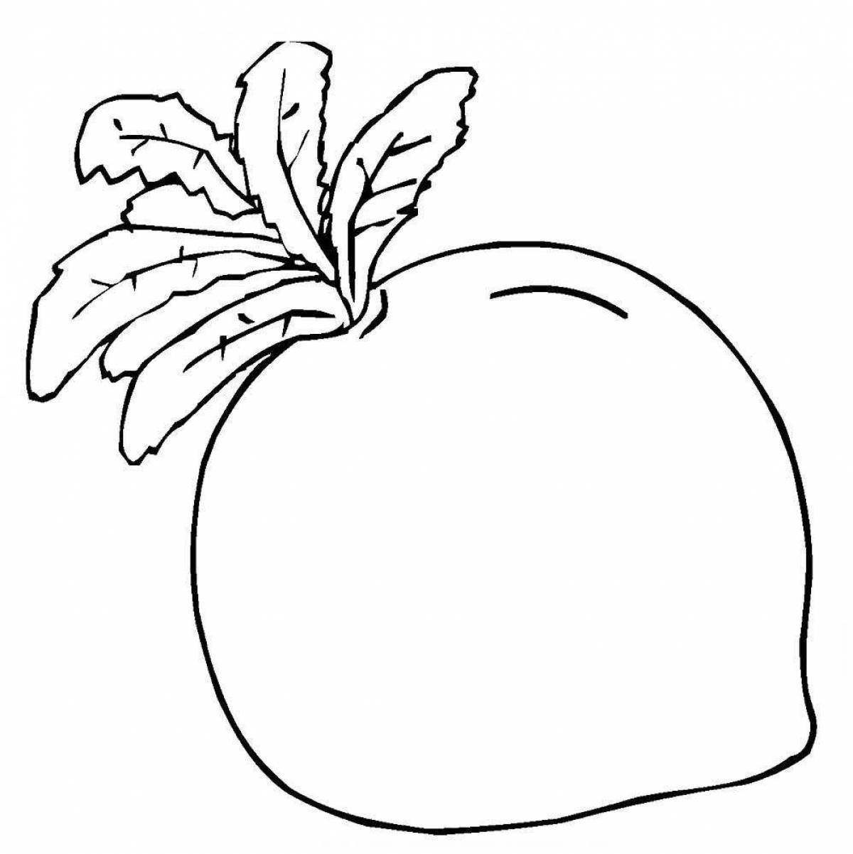 Playful turnip coloring page