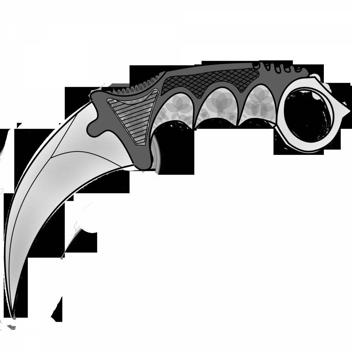 Vibrant karambit knife coloring page from standoff 2