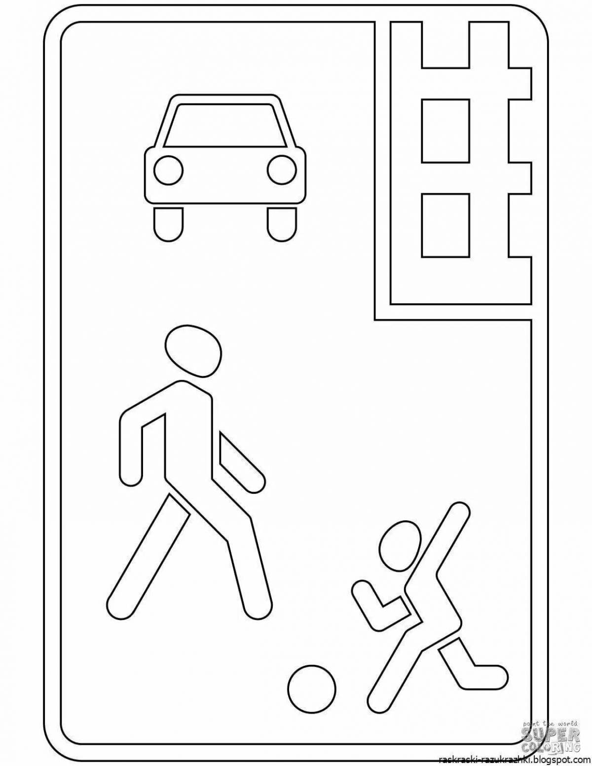 Creative road signs coloring pages for schoolchildren