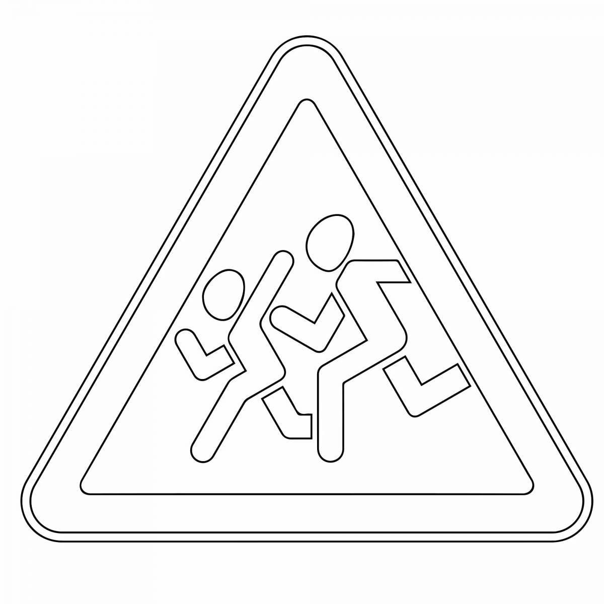 Joyful road signs coloring pages for schoolchildren
