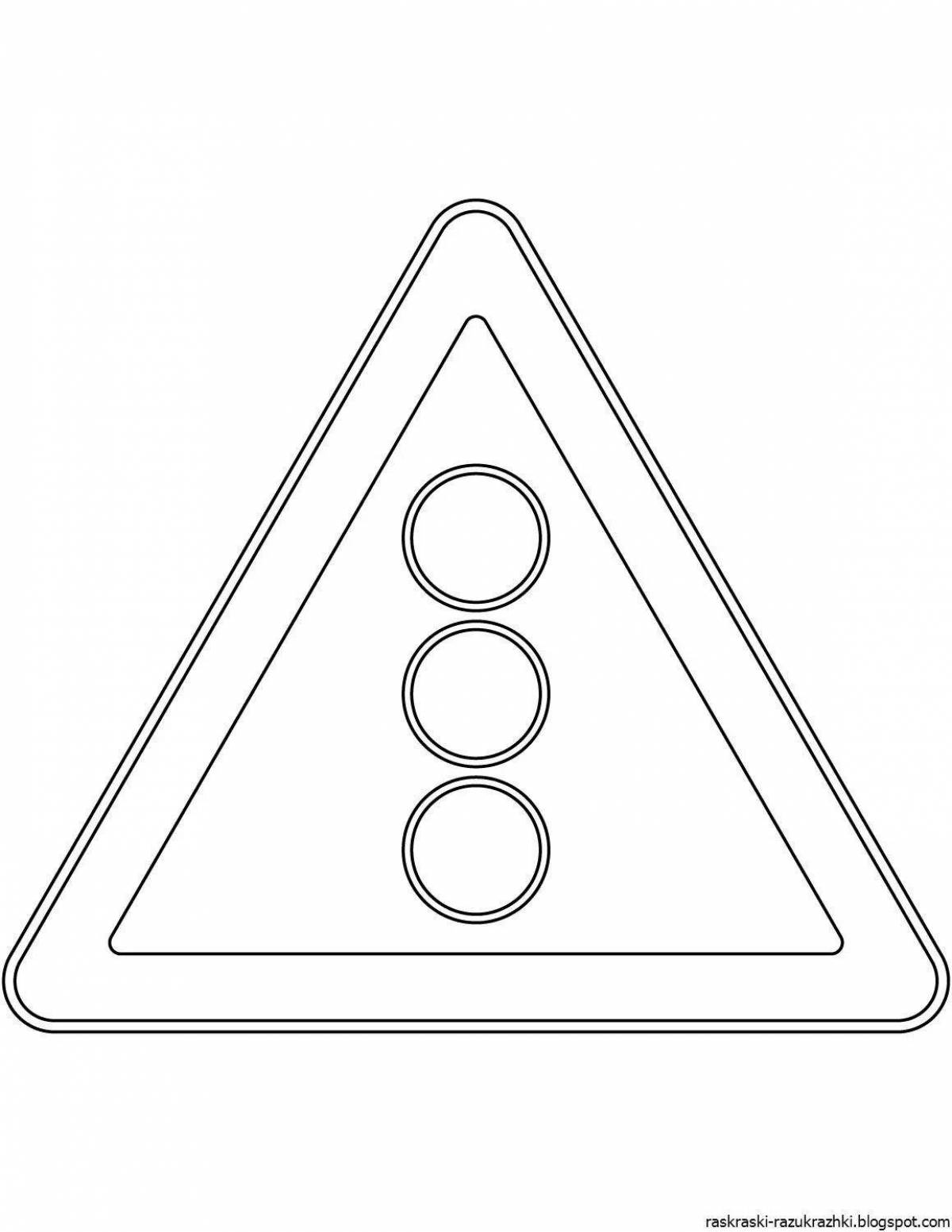 Stimulating traffic signs coloring pages for schoolchildren