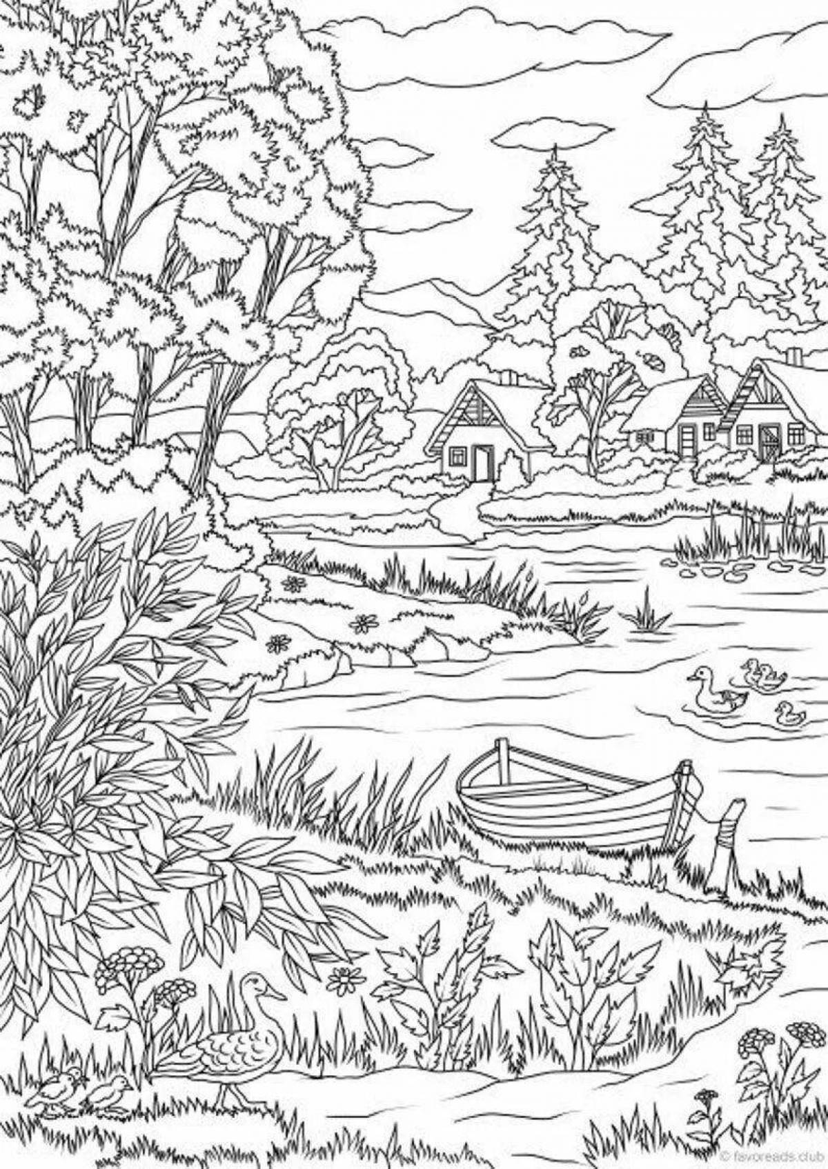 Majestic nature landscape coloring pages for kids