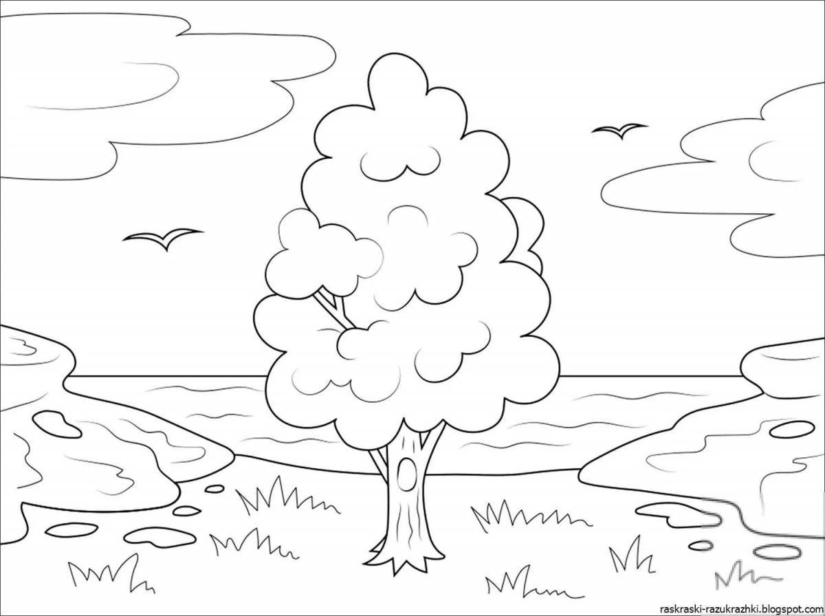 Luxury nature landscape coloring pages for kids