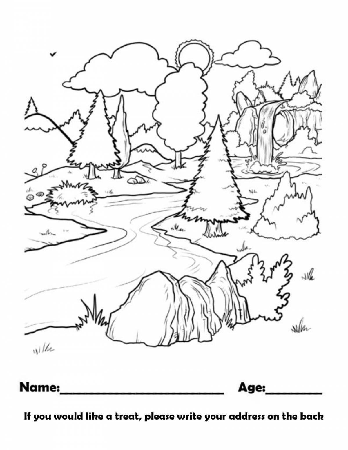 Fun coloring landscapes of nature for children
