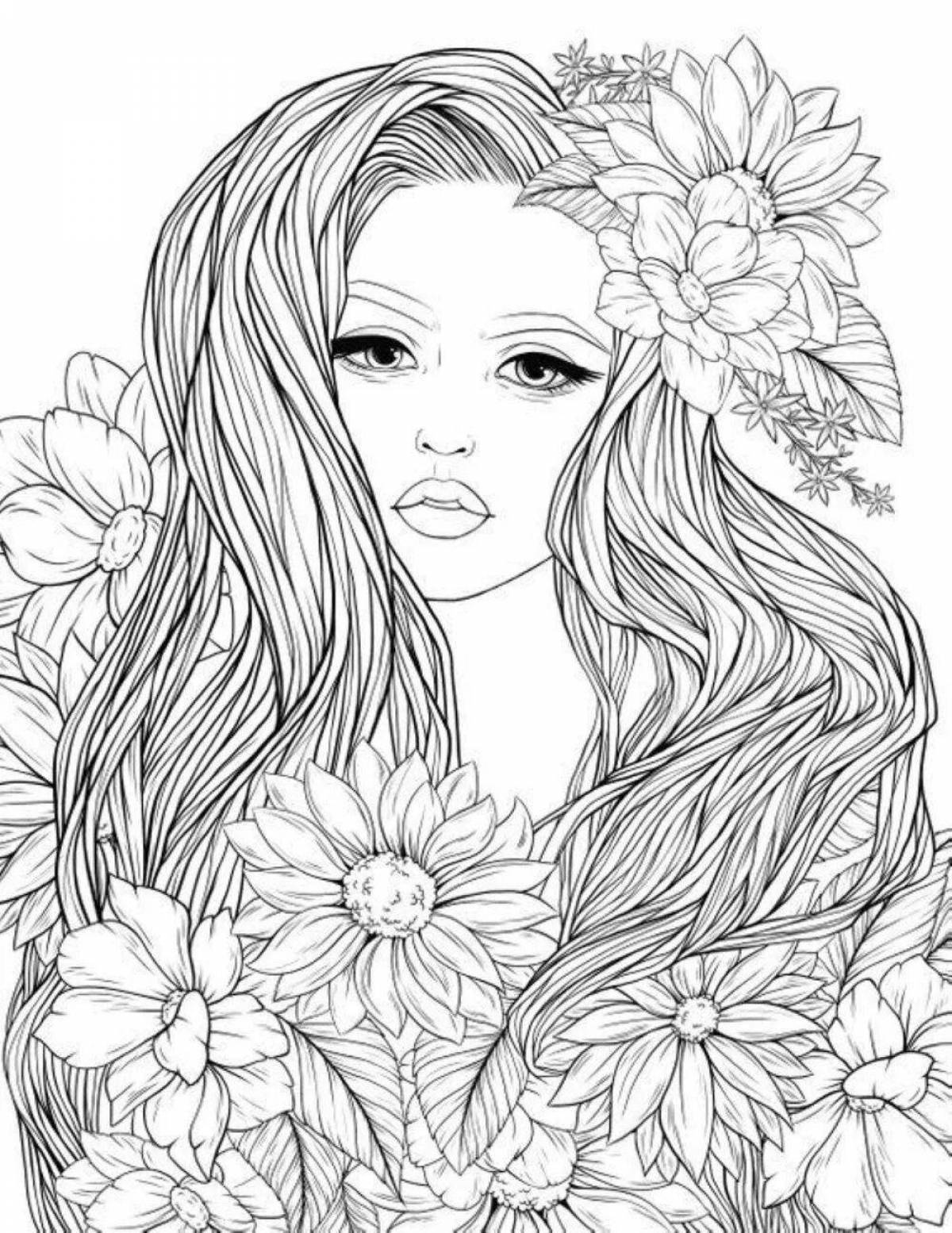 Playful coloring book for girls 15-17 years old