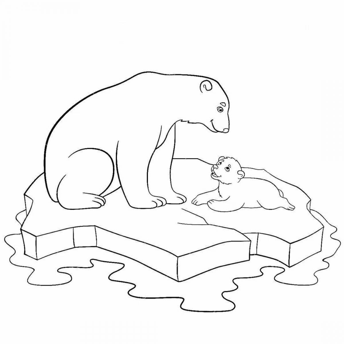 Увлекательная раскраска медвежонок умка