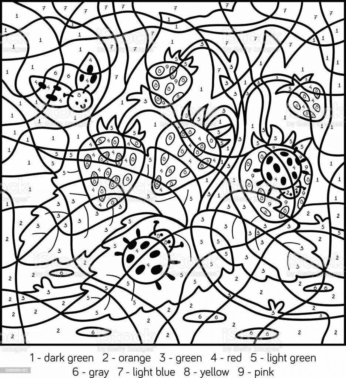 Amazing strawberry number coloring game