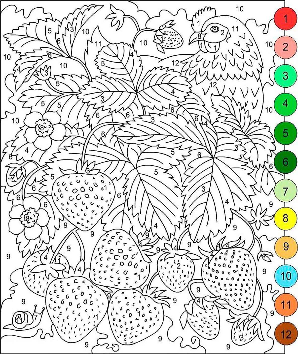Attractive strawberry number coloring game