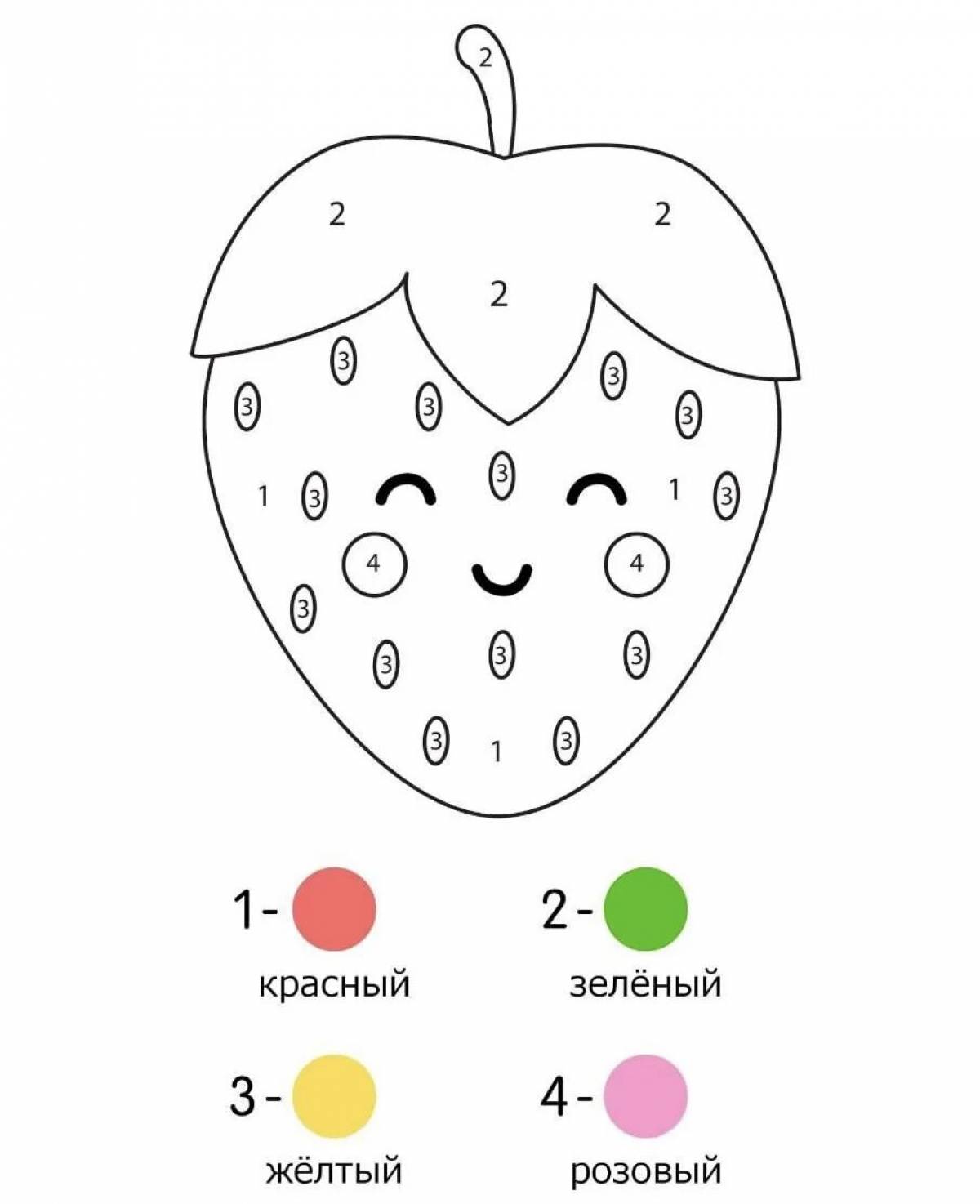 Attractive coloring strawberry number game