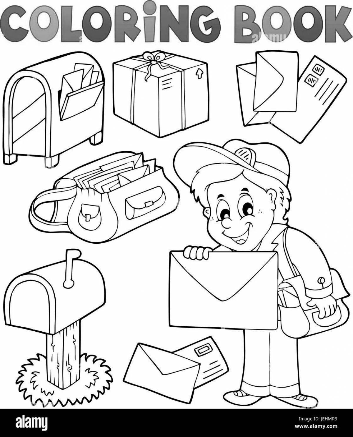 Adorable mail coloring for preschoolers
