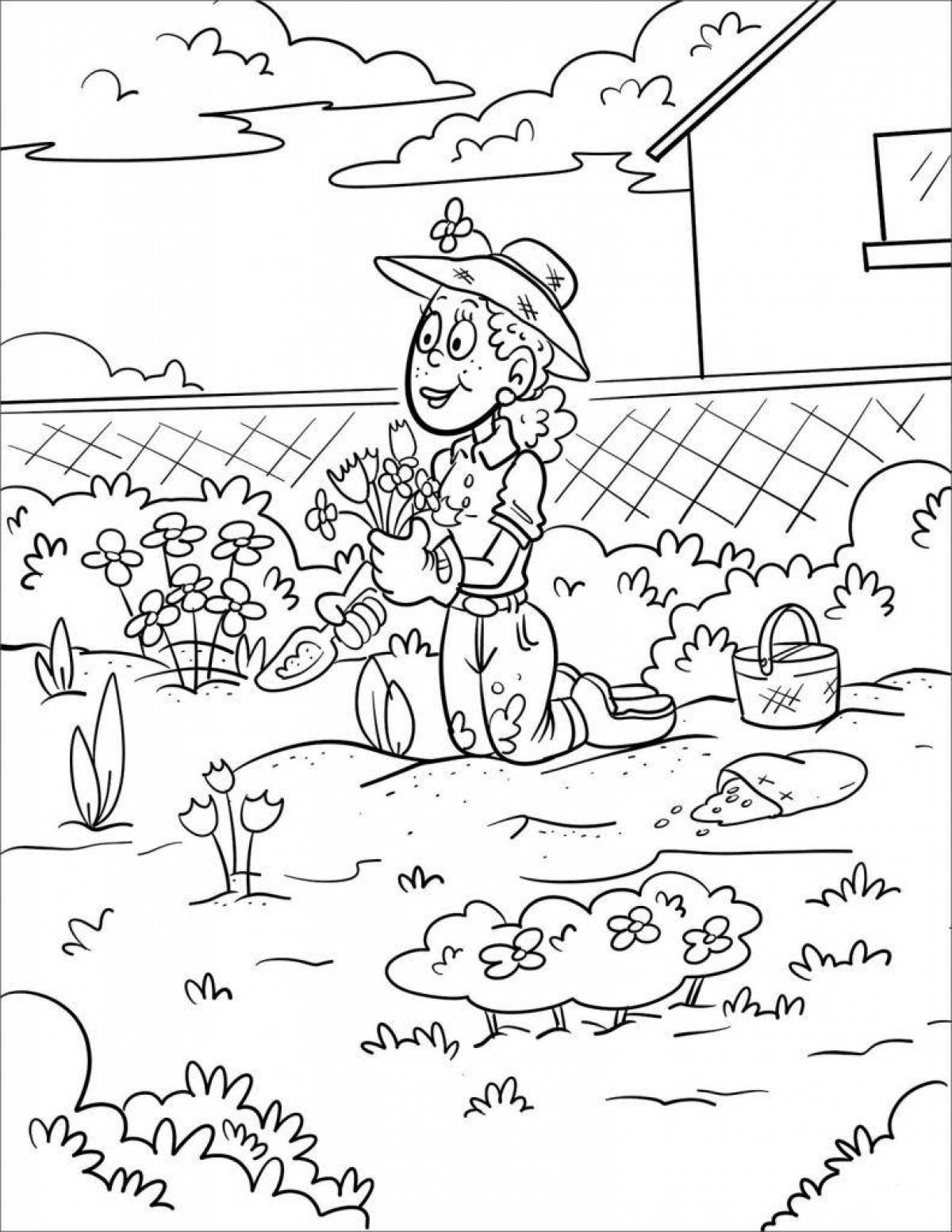 Fun coloring garden for kids