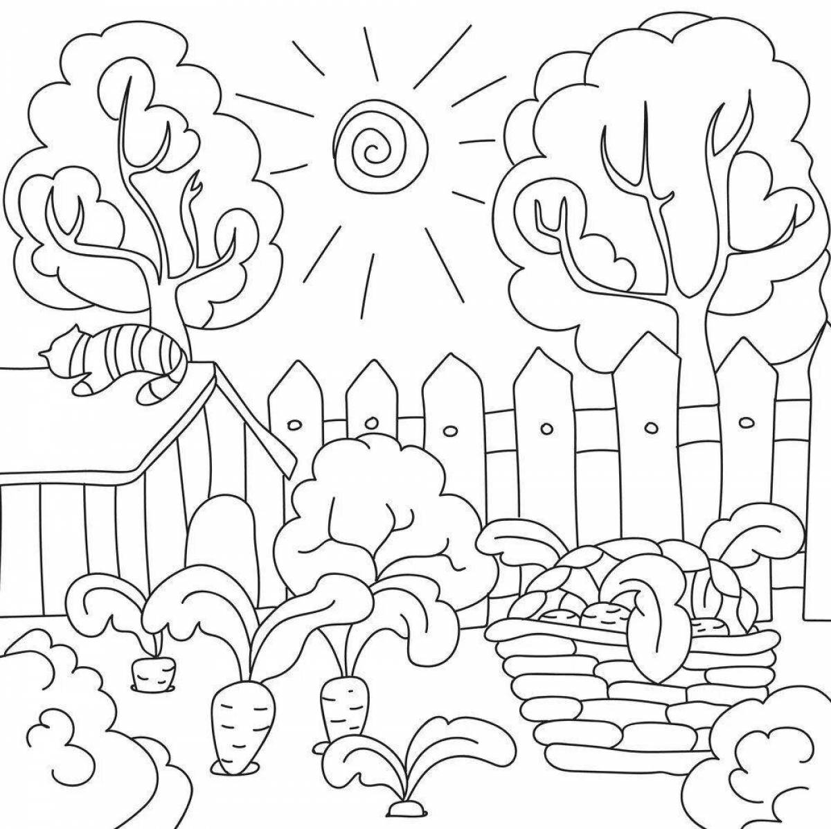 Outstanding garden coloring book for kids