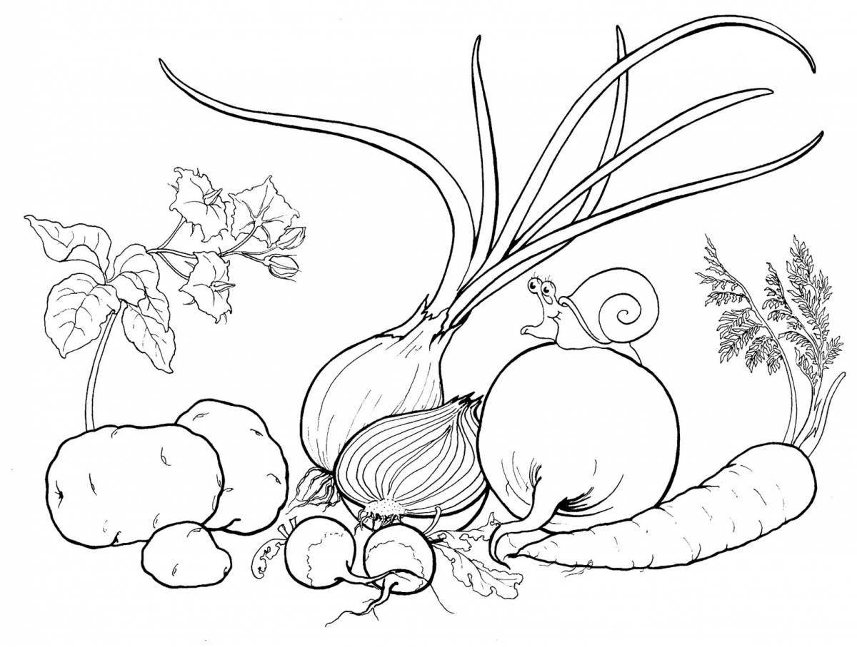 Exciting vegetable garden coloring book for kids