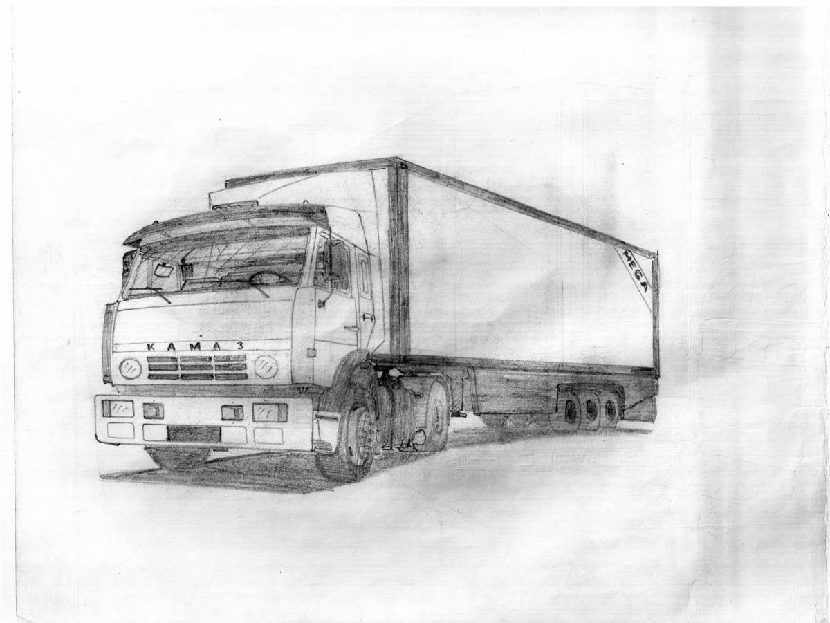 Funny truckers KAMAZ coloring book