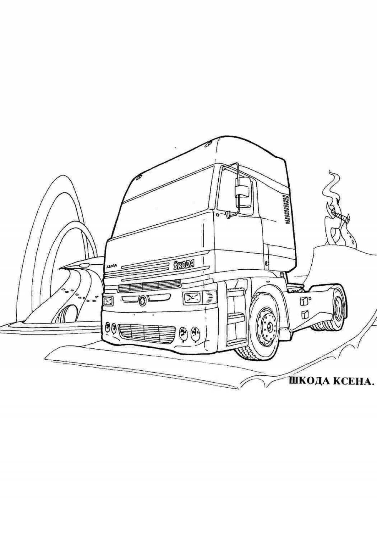 Coloring animated kamAZ truckers