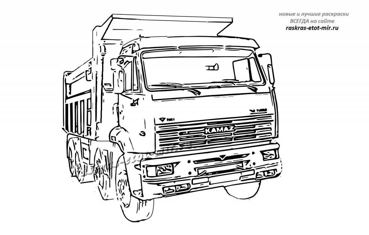 Coloring book alluring truckers KAMAZ