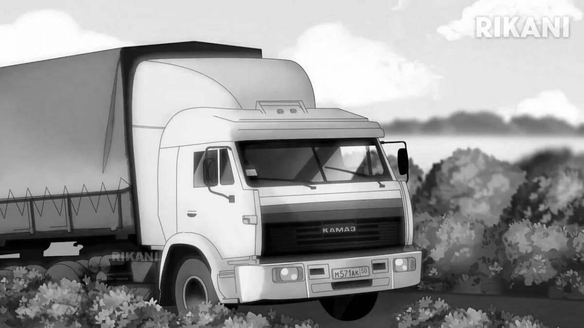 Coloring book cool truckers KAMAZ