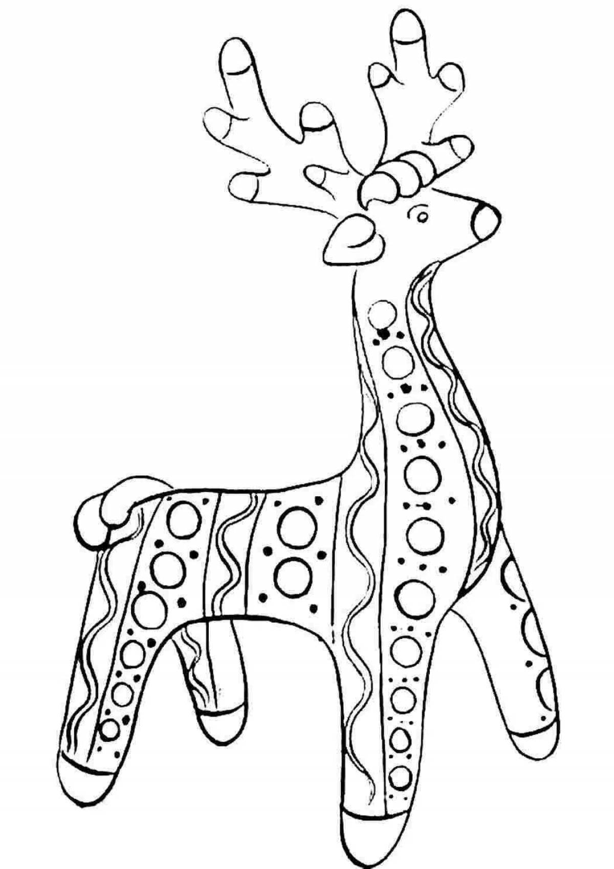 Coloring book funny Dymkovo horse for children