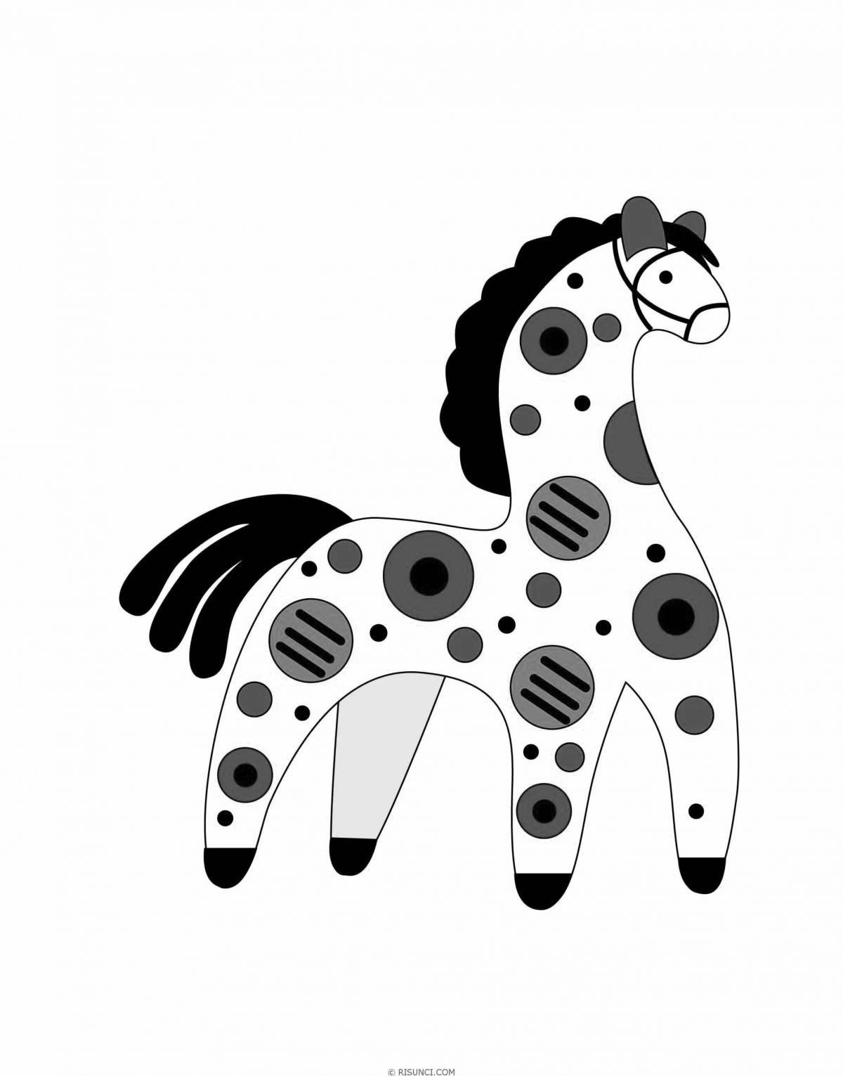 Adorable Dymkovo horse coloring page for kids