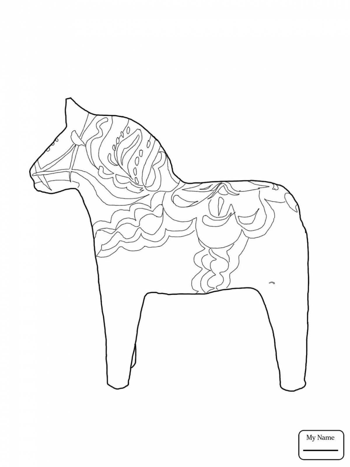 Восхитительная дымковская лошадь раскраска для детей