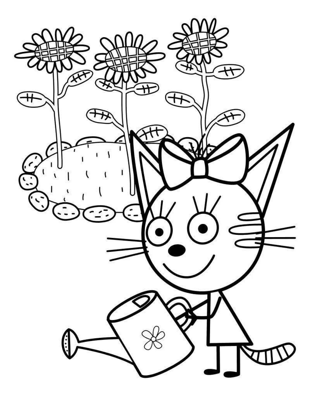 Coloring book for kids Mimimishki 3 cats