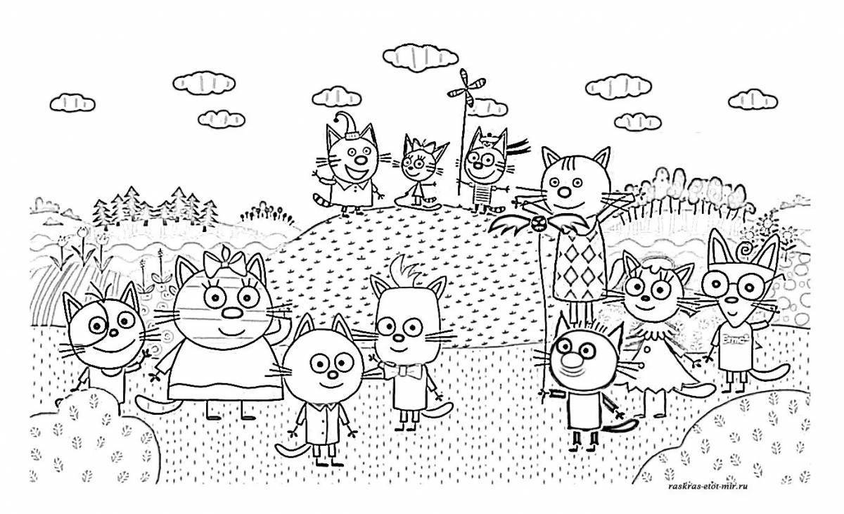 Cute coloring book for kids Mimimishki 3 cats