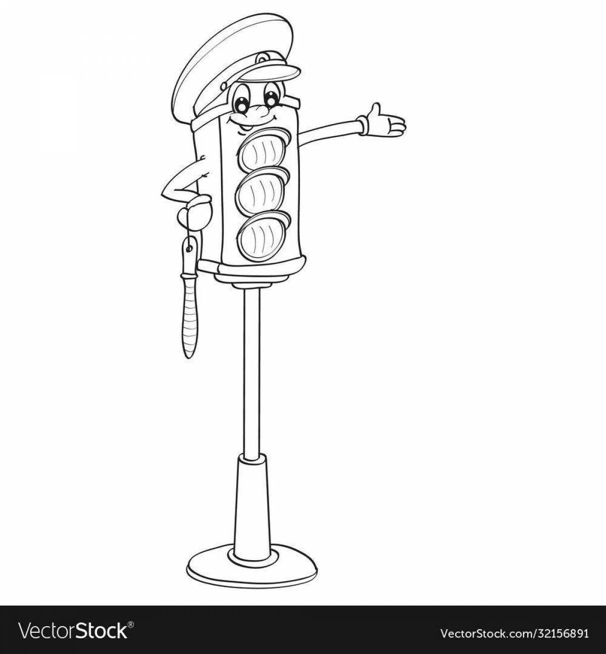 Vibrant coloring page of the traffic controller for children