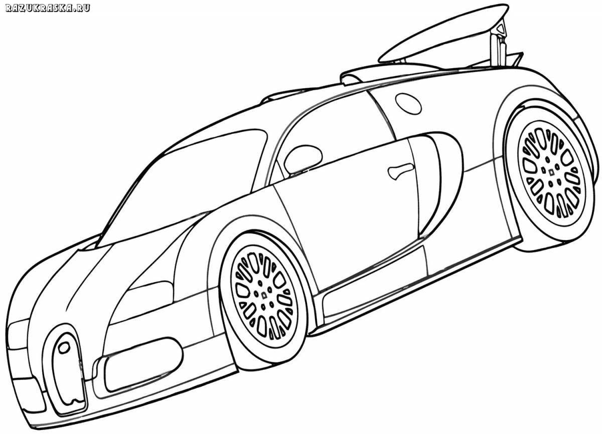 Colorful bugatti coloring page for kids