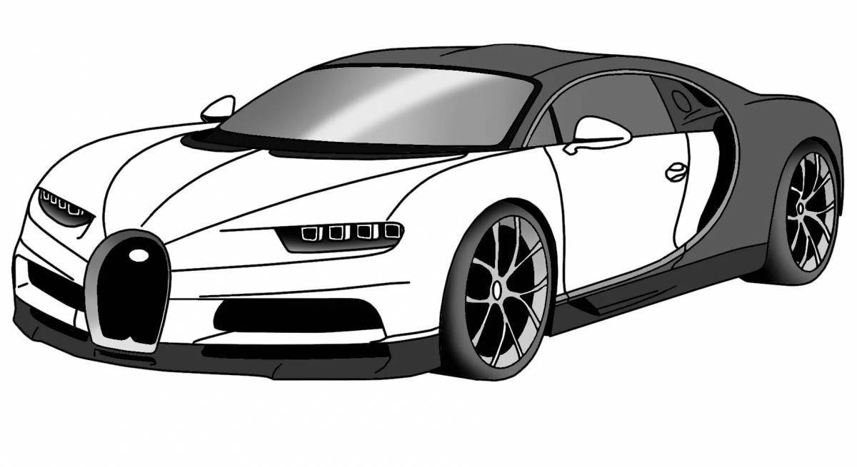 Detailed bugatti coloring book for kids