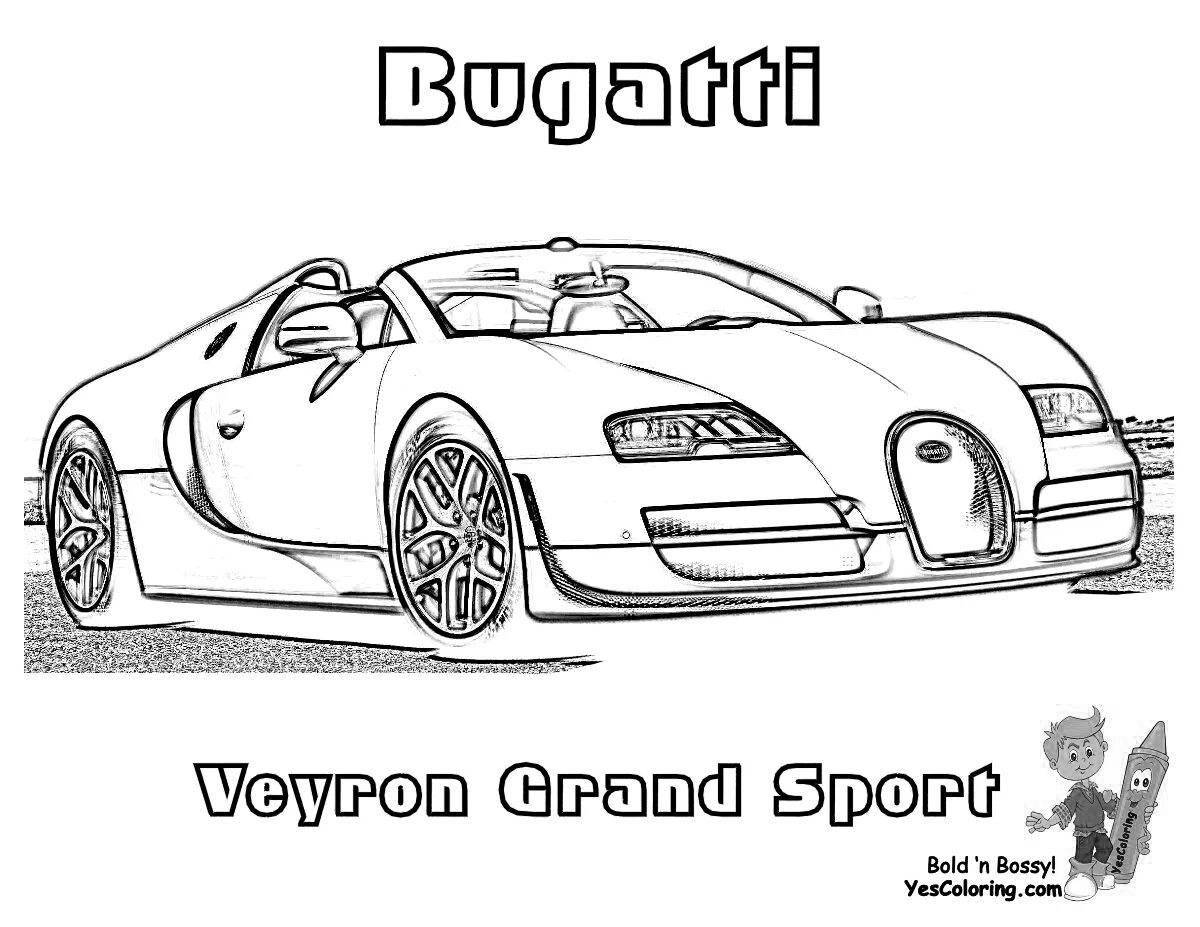 Bugatti coloring pages with colorful cars for kids