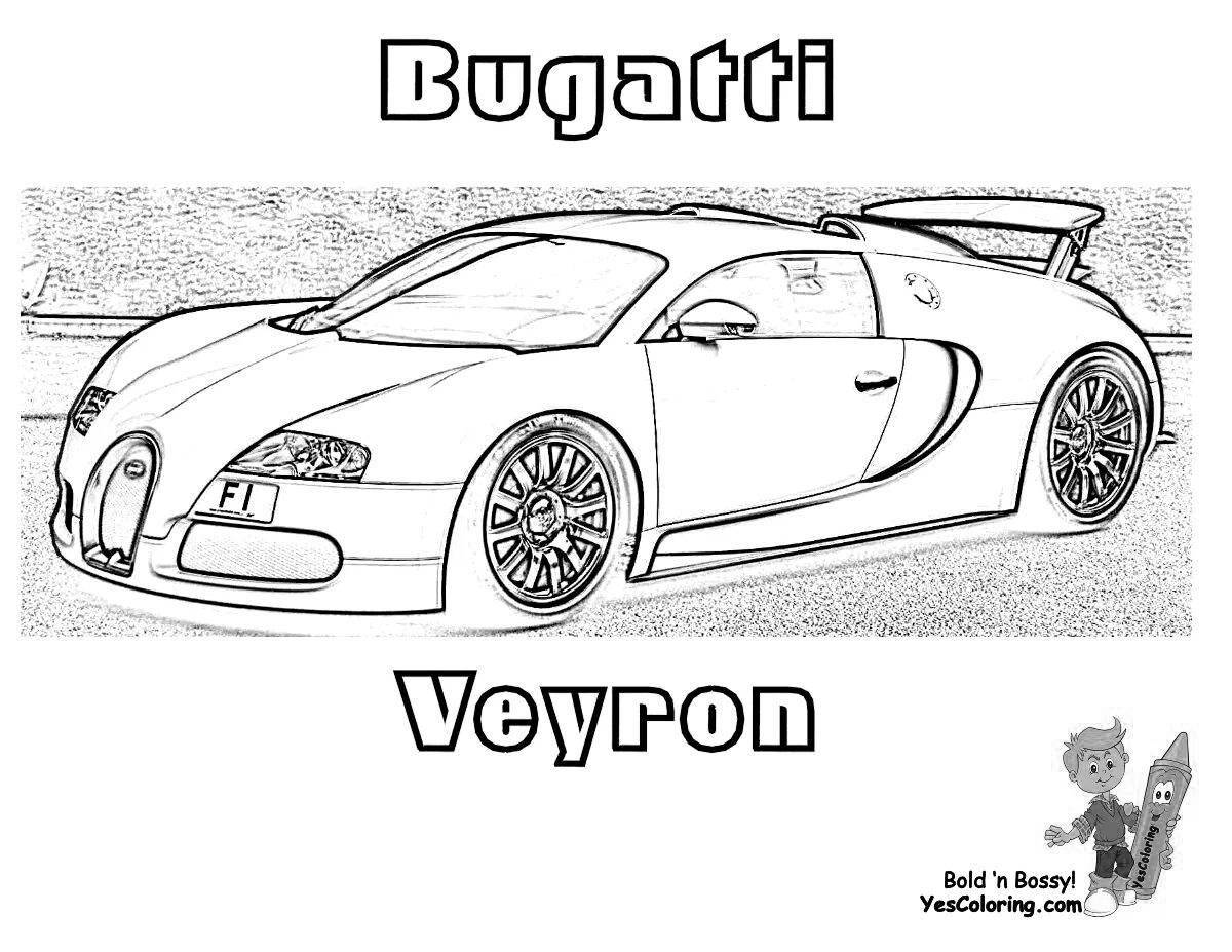 Colorful bugatti car coloring for kids