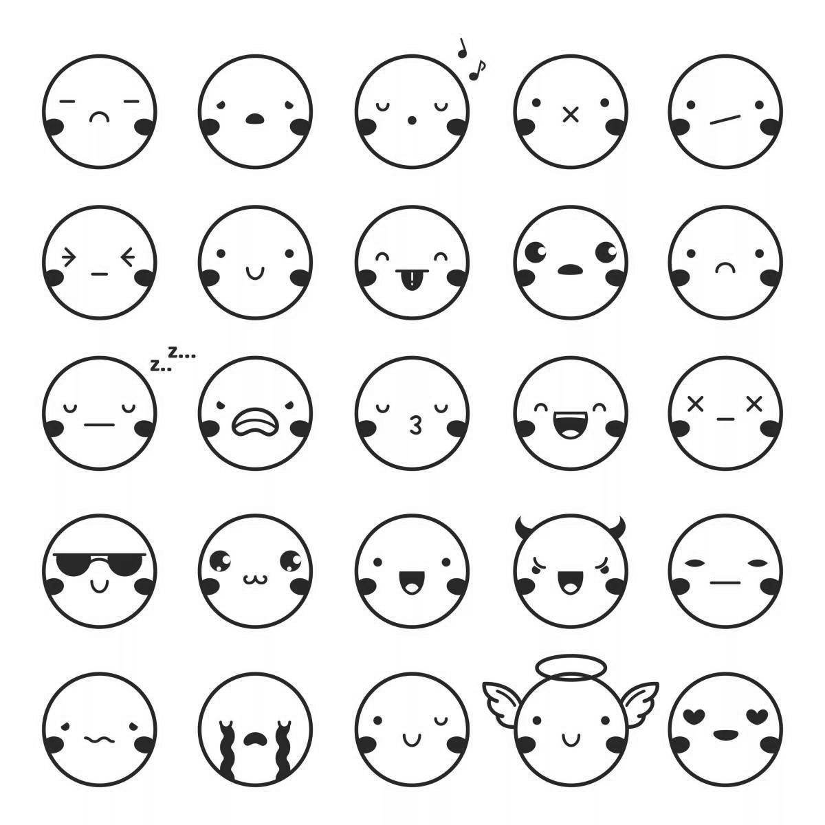 Bright coloring little emoticons for stickers