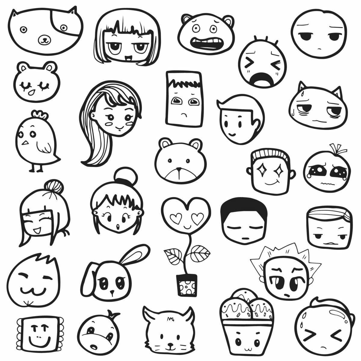 Playful coloring small emoticons for stickers