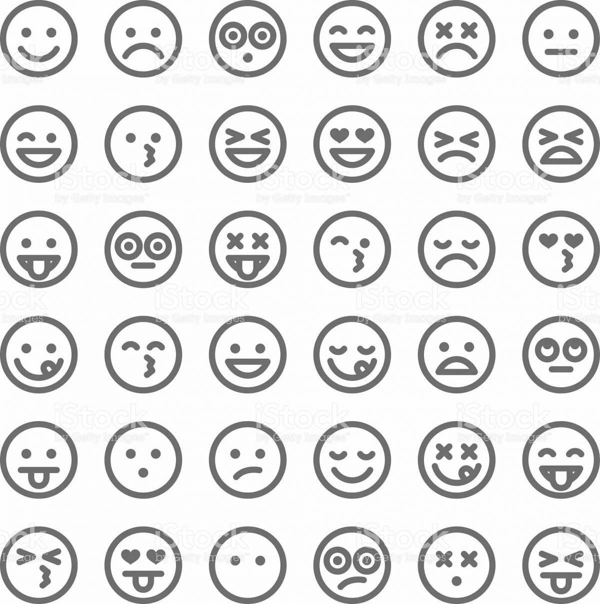 Adorable coloring book little emoticons for stickers