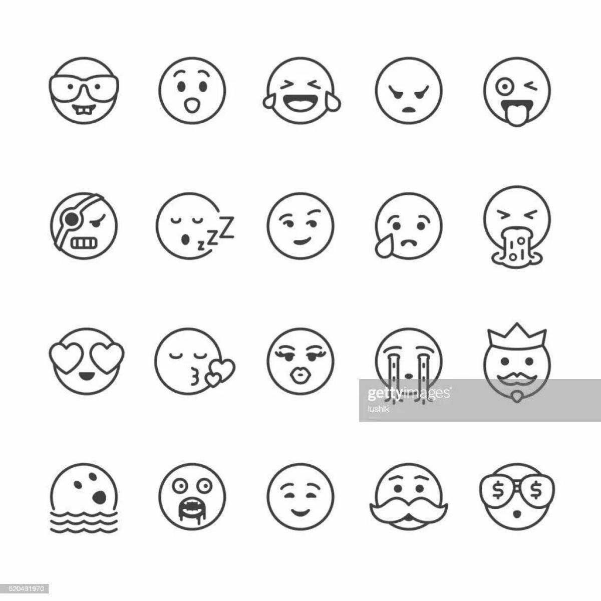 Cute coloring pages small emoticons for stickers