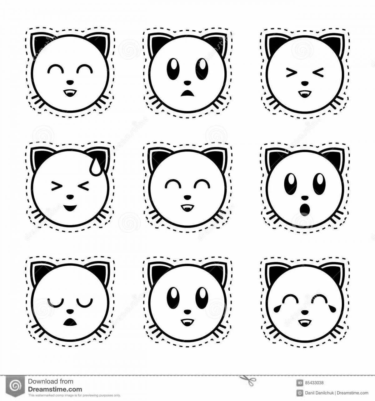 Beautiful coloring small emoticons for stickers