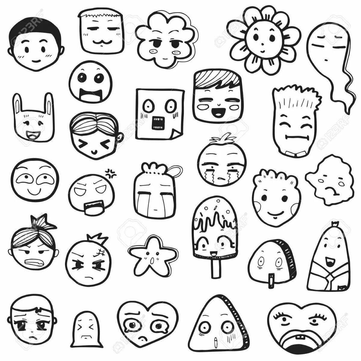 Fun coloring small emoticons for stickers