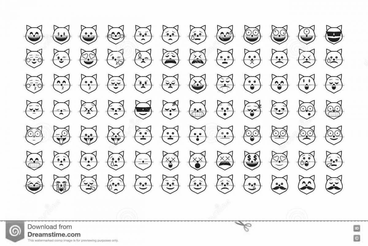 Funky coloring page small emoticons for stickers
