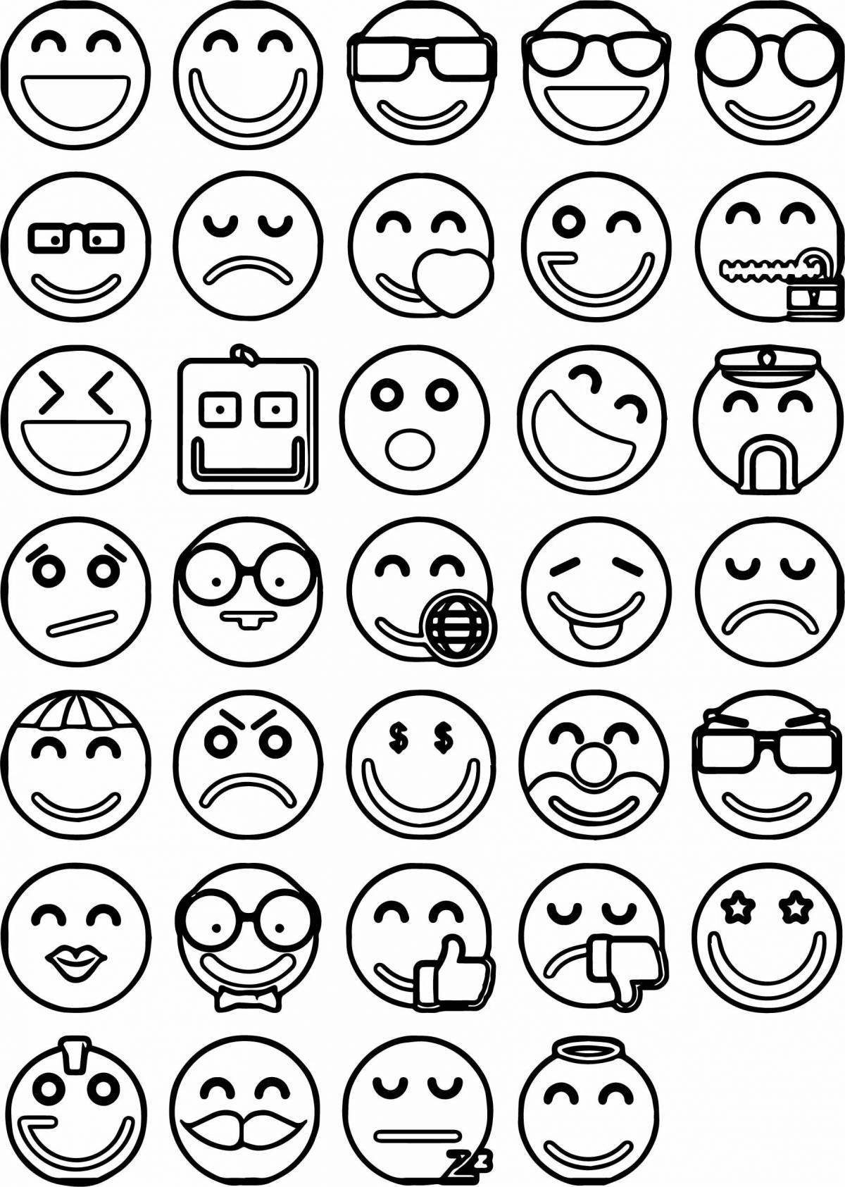 Radiant coloring page small emoticons for stickers