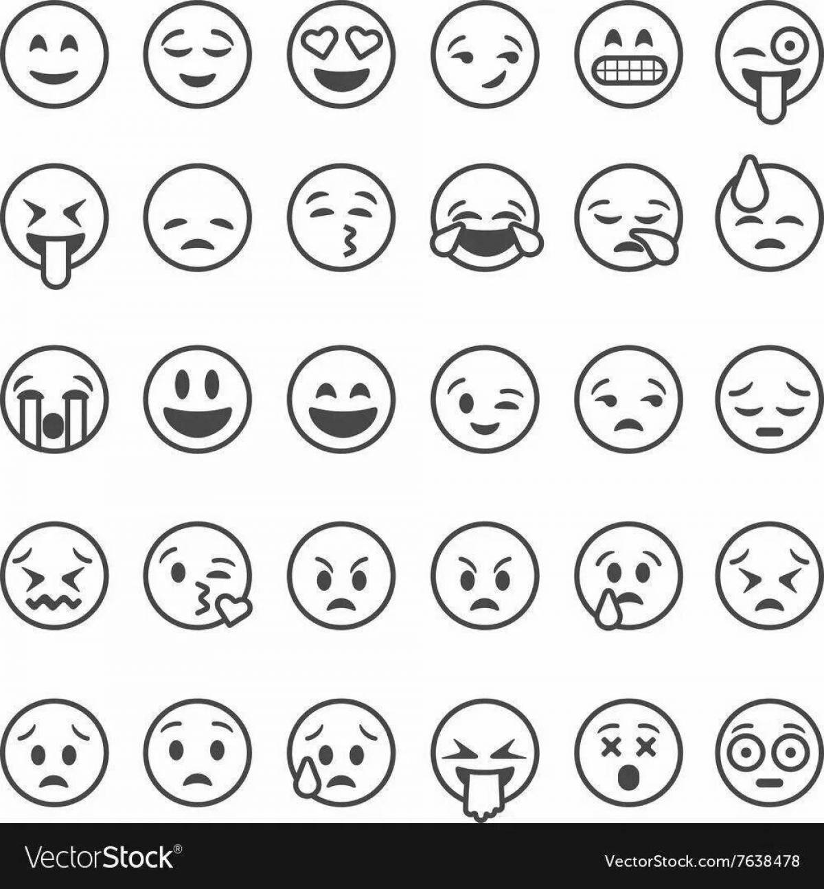 Detailed coloring small emoticons for stickers