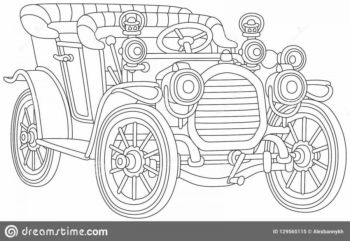 Colorful retro cars coloring pages for boys