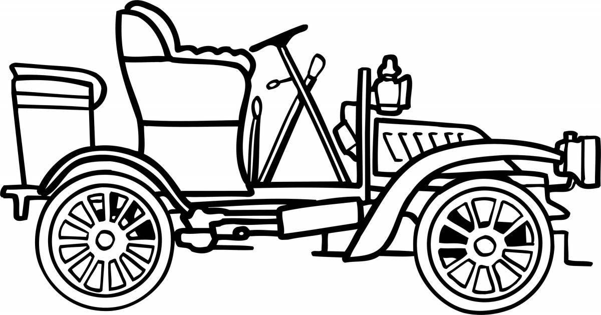 Bright retro cars coloring pages for boys