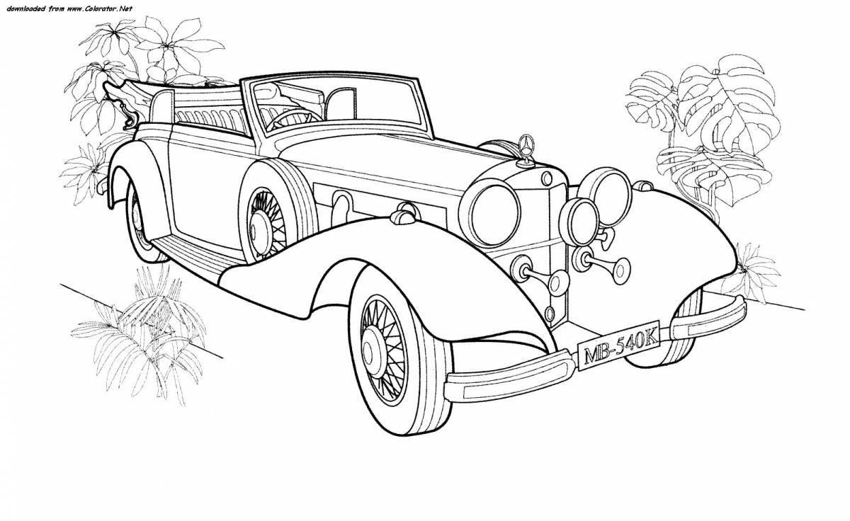Shiny retro cars coloring pages for boys