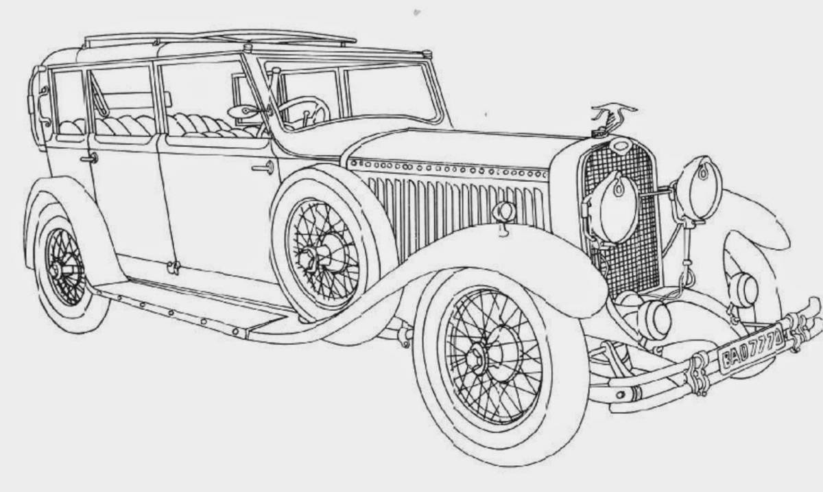 Coloring book luxury retro cars for boys