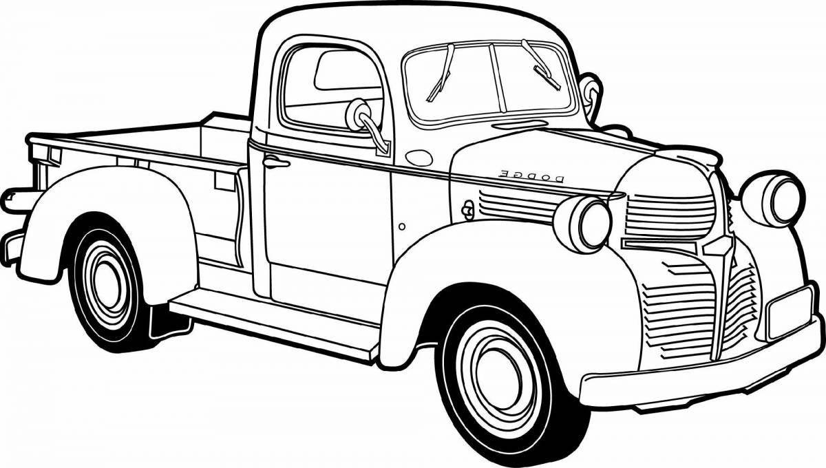 Funny retro cars coloring pages for boys