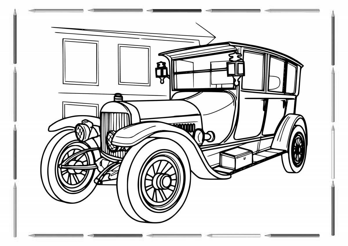 Adventurous retro cars coloring pages for boys