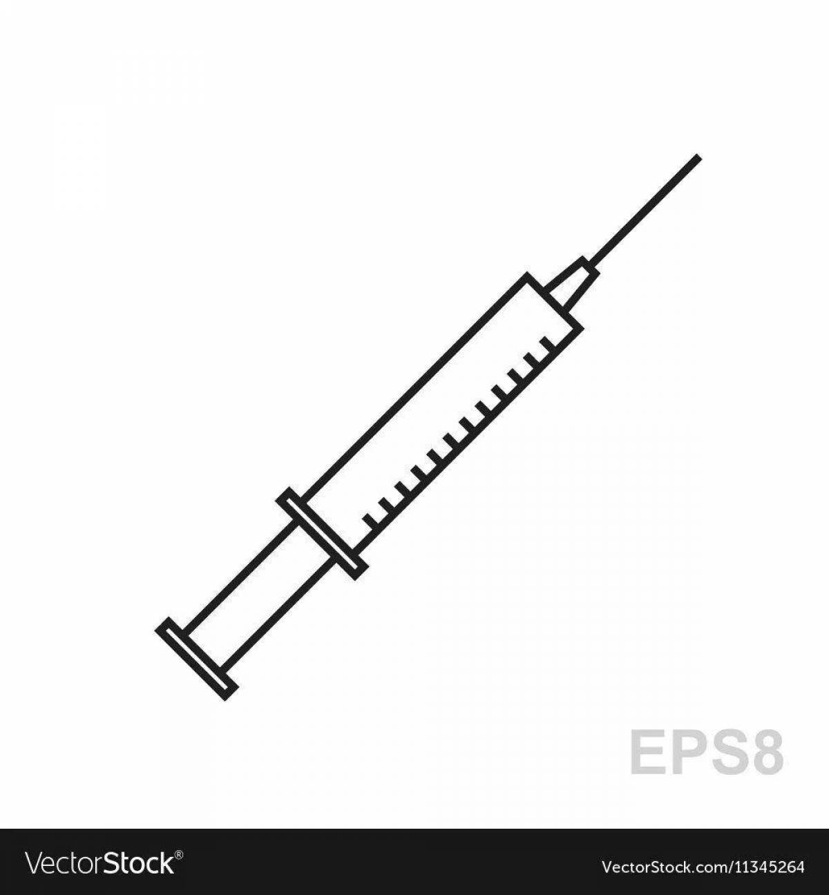 Colorful syringe with needle coloring book