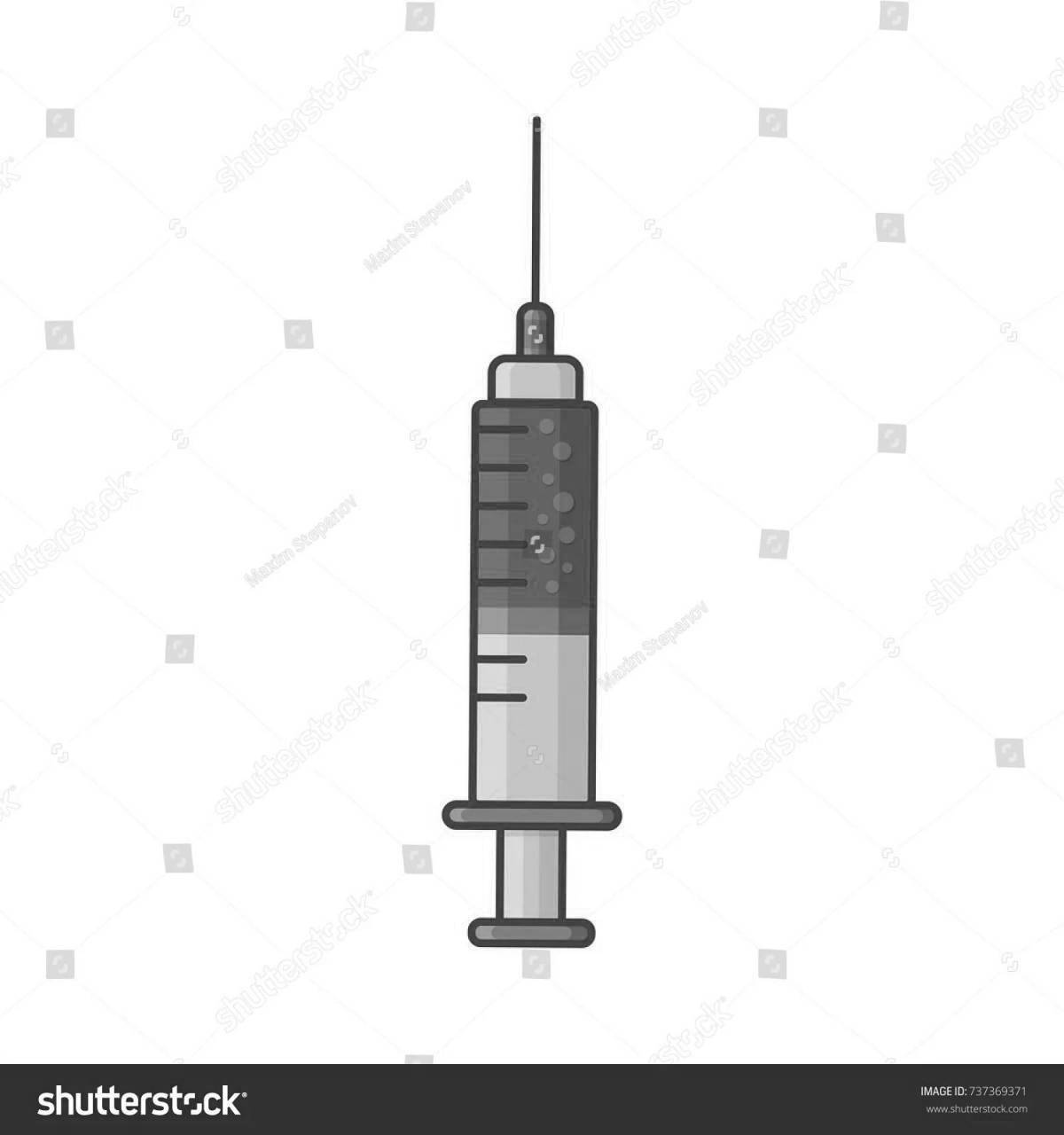Coloring page playful syringe with a needle