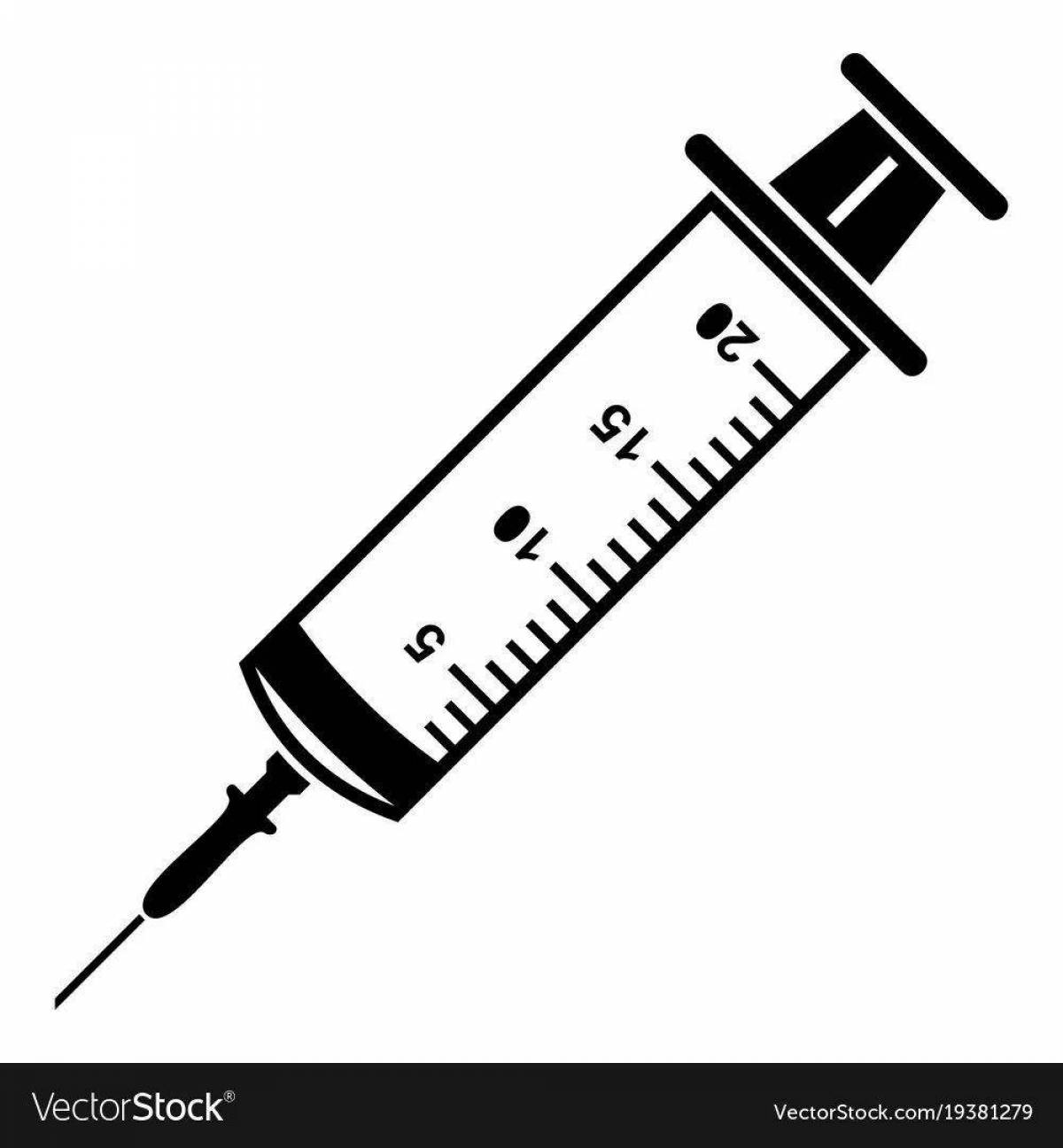 Coloring page charming syringe with a needle